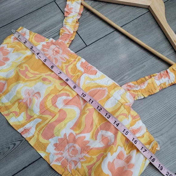 New BP. Cropped Blouse Top XL Multicolor Cotton Floral Sleeveless Square Neck - Picture 4 of 7